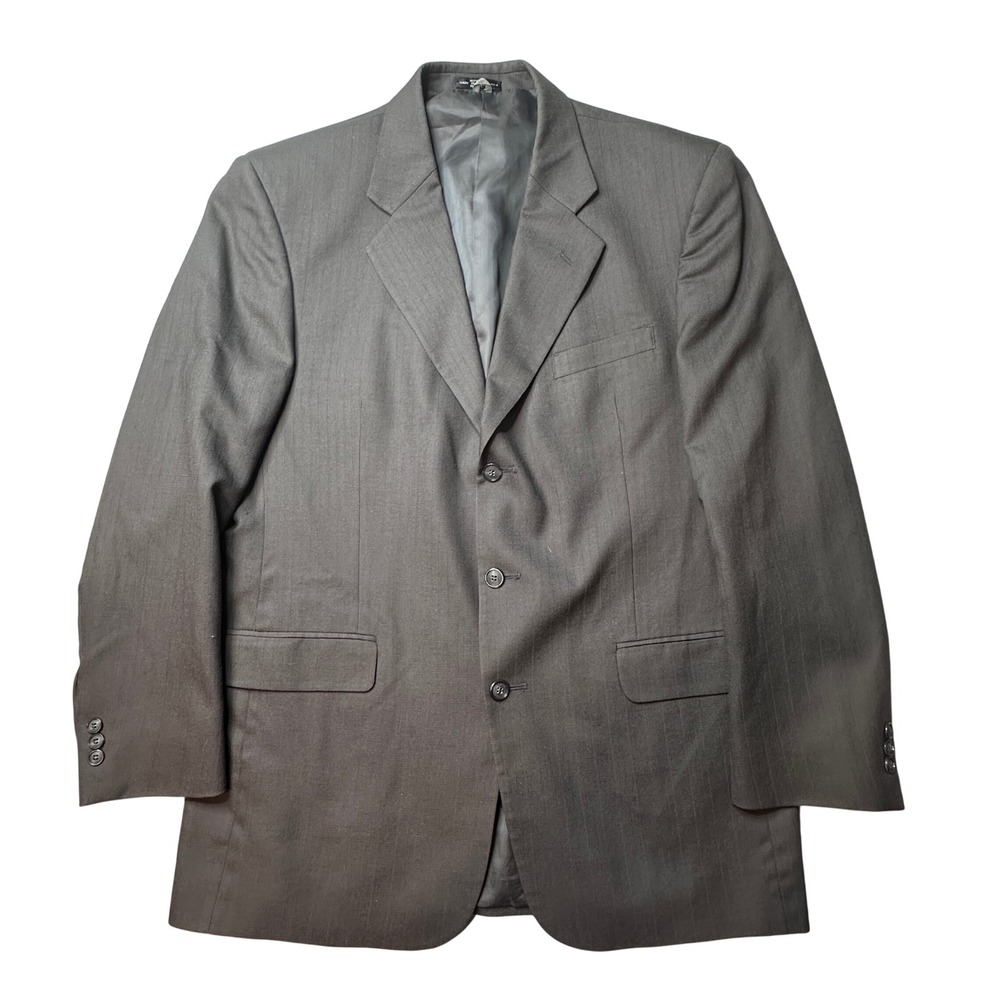 Woolmark Blazer Mens 42 Gray Pinstripe 100% Pure New Wool 3-Button Sport Coat